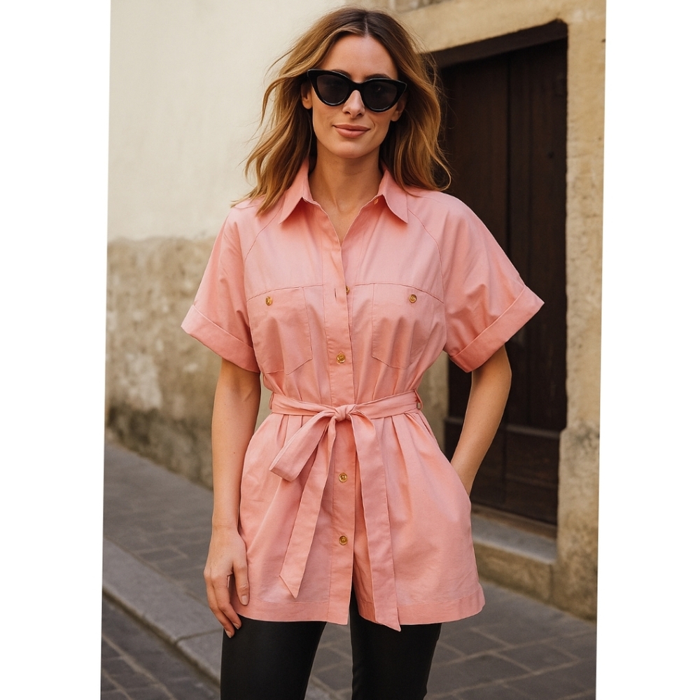 NWT James & Co PInk Belted Tunic